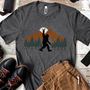 Bigfoot Rock On Graphic T-Shirt – Forest Camping Adventure Tee